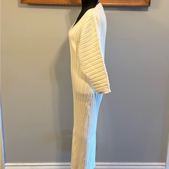 Maeve By Anthropologie Maris Midi V-Neck Sweater Dress Back Split Cream Size M - Picture 5 of 12